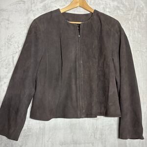 Vintage Terry Lewis Suede Leather Moto Racer Jacket Brown Size 1X